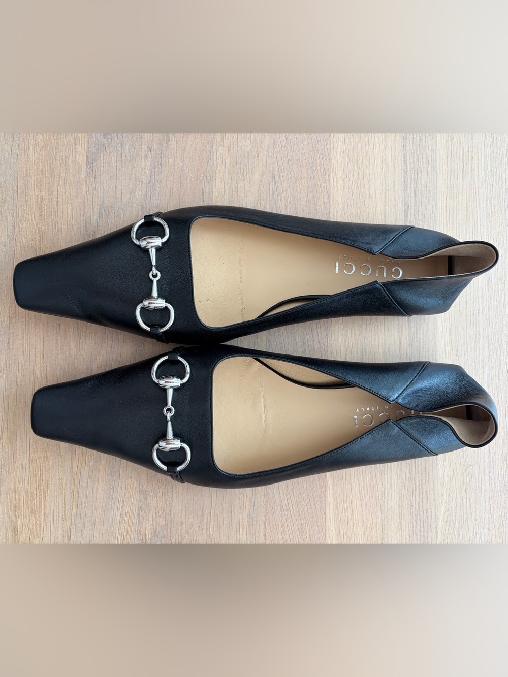 Gucci Vittoria Black Leather Horsebit Pointed ballet Flats 40 shoes - Picture 3 of 7